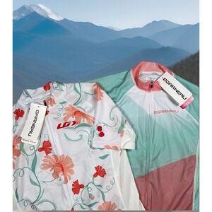 2 NWT Louis Garneau Women's‎ M Mondo Evo Full Zip Breathable Cycling Jerseys